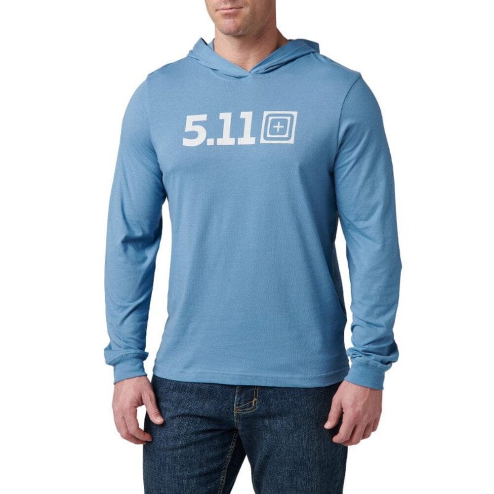 NWOT 5.11 Tactical Hooded Long Sleeve Tee - Size Large - Color Mineral Blue